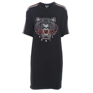 Kenzo Black Tiger Embroidered T-Shirt Dress
